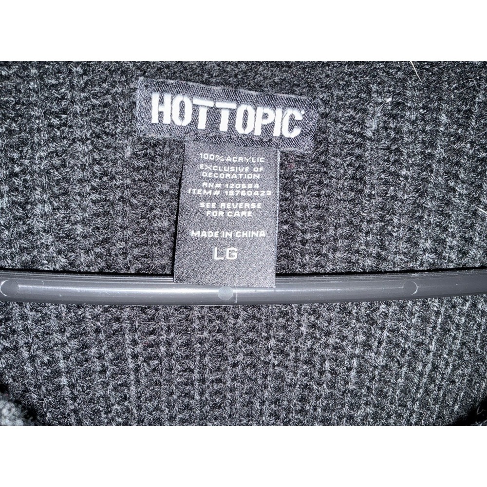 Hot Topic Red And Black Knit Sweater Women's Size Large Cropped Skull - Picture 3 of 4